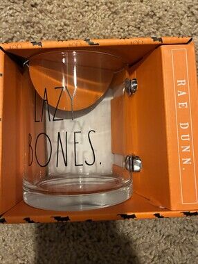 NIB Rae Dunn Clear Glass Mug with Orange Box Accent